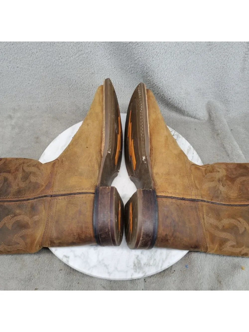 Old West Shoes Boys Size 4.5 Brown Leather Western Cowboy Boots *Read*